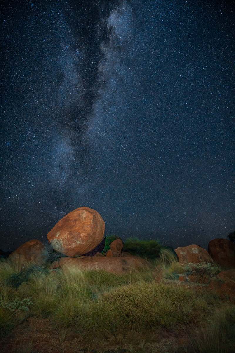 Millky Way above Devil's Marbles, Australia