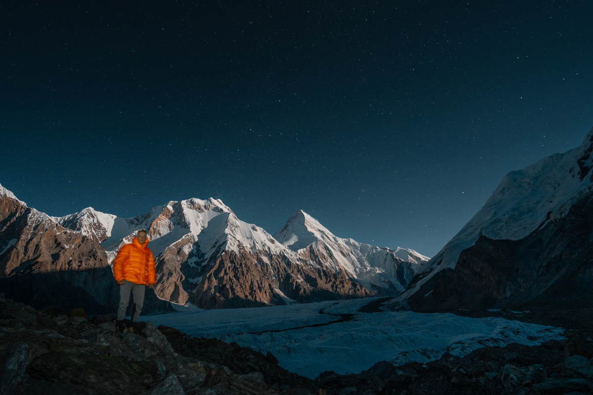 Starry sky above Khan Tengri