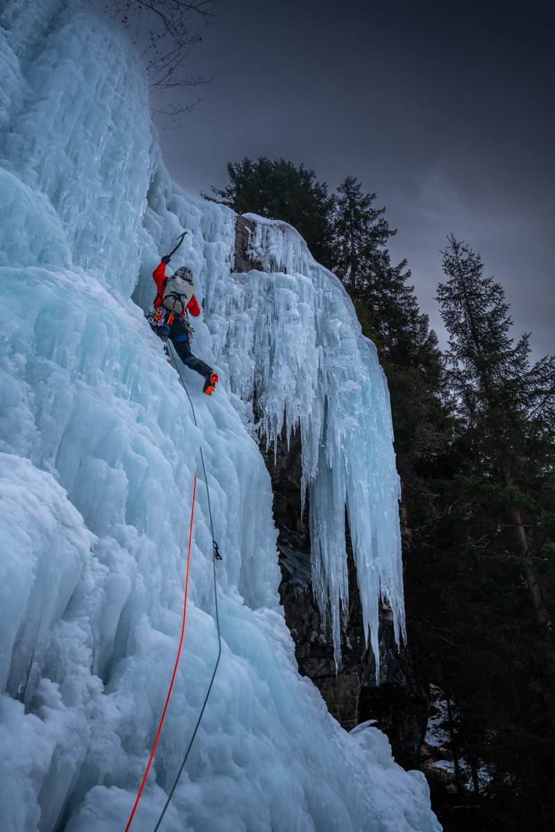 Tilman Weber climbing the Luibisbodenfall. Austria