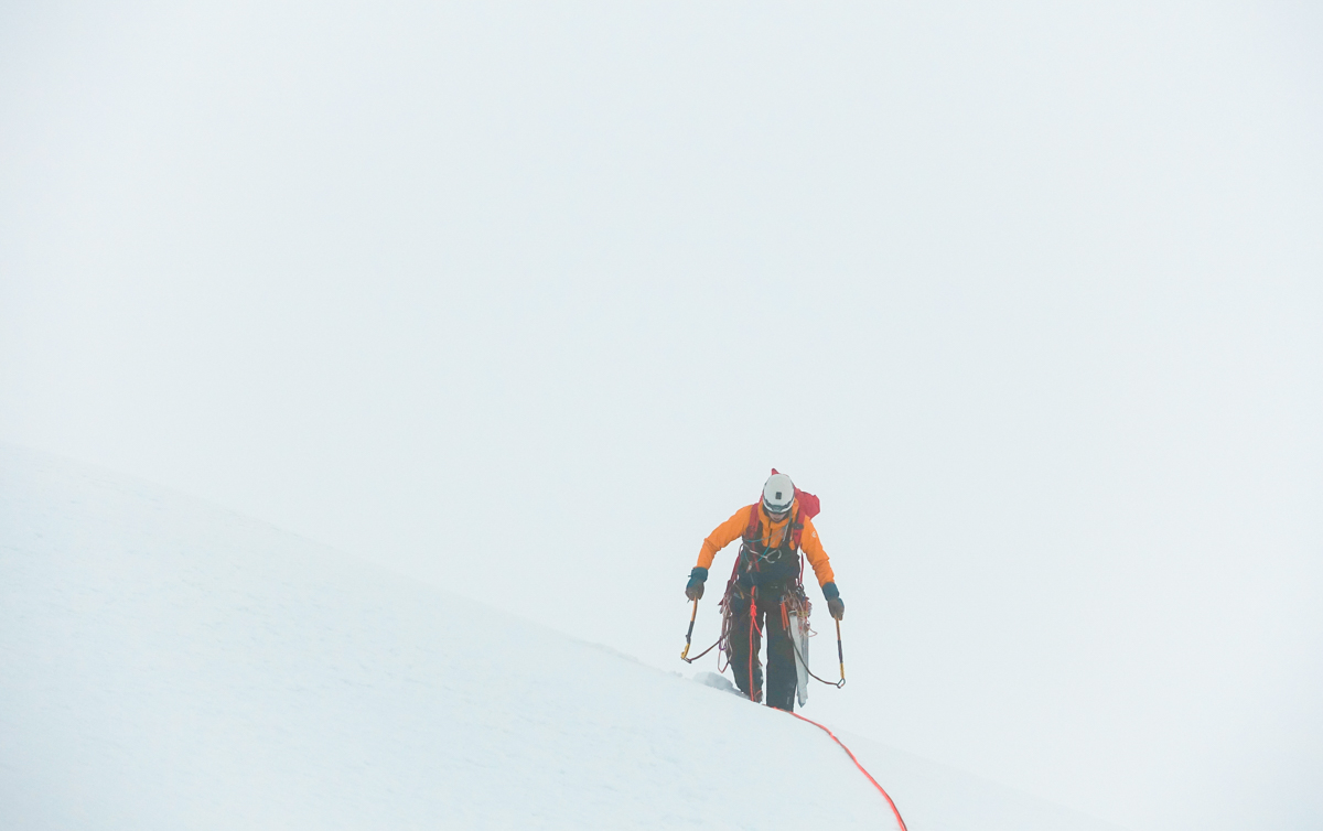 Whiteout below the summit