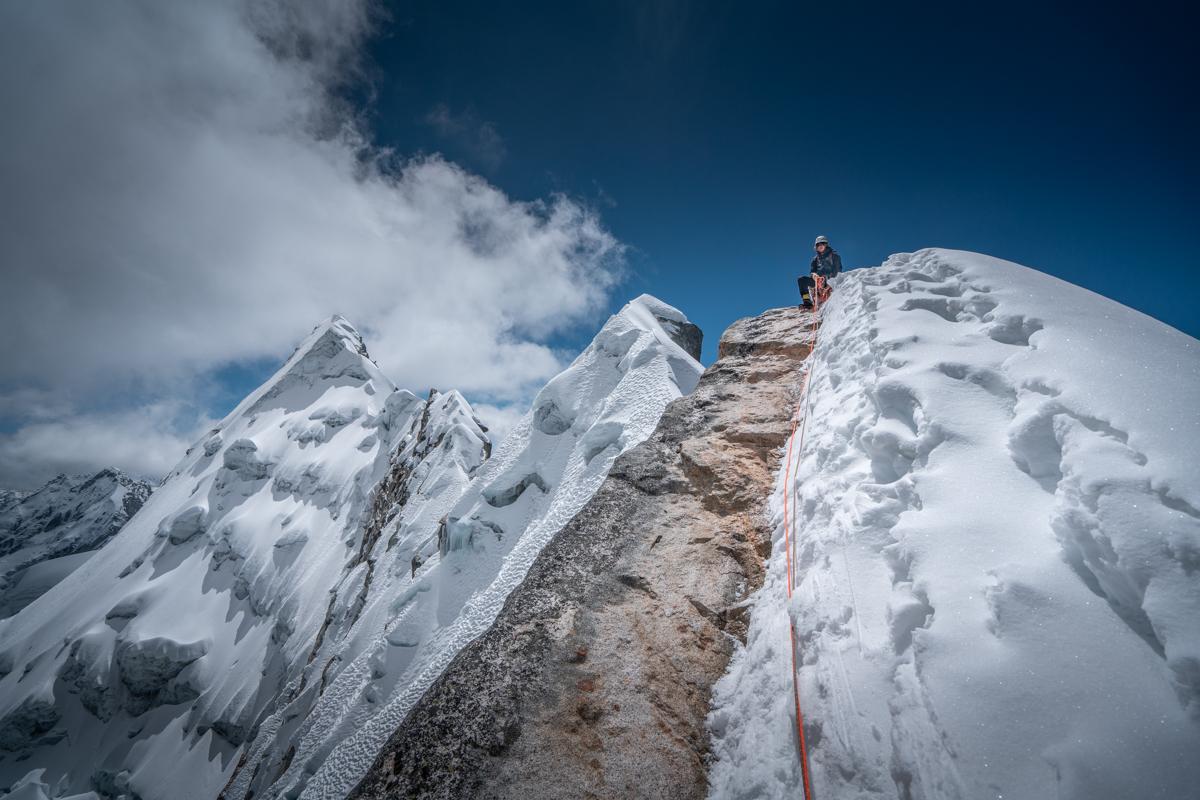 Ben on the pre-summit (in the middle the main summit; on the left side Shaqsha Central)