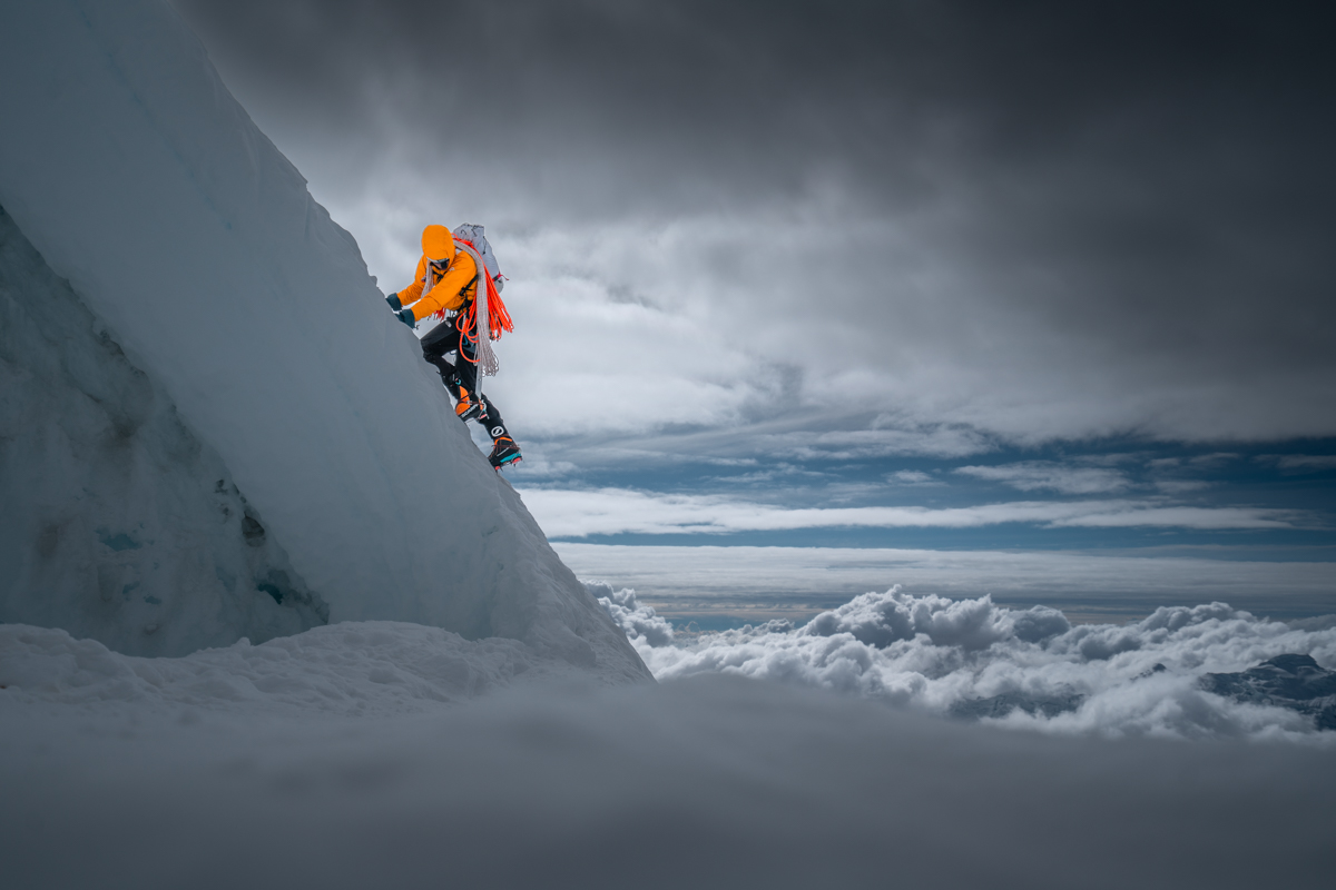 Climbing the summit serac