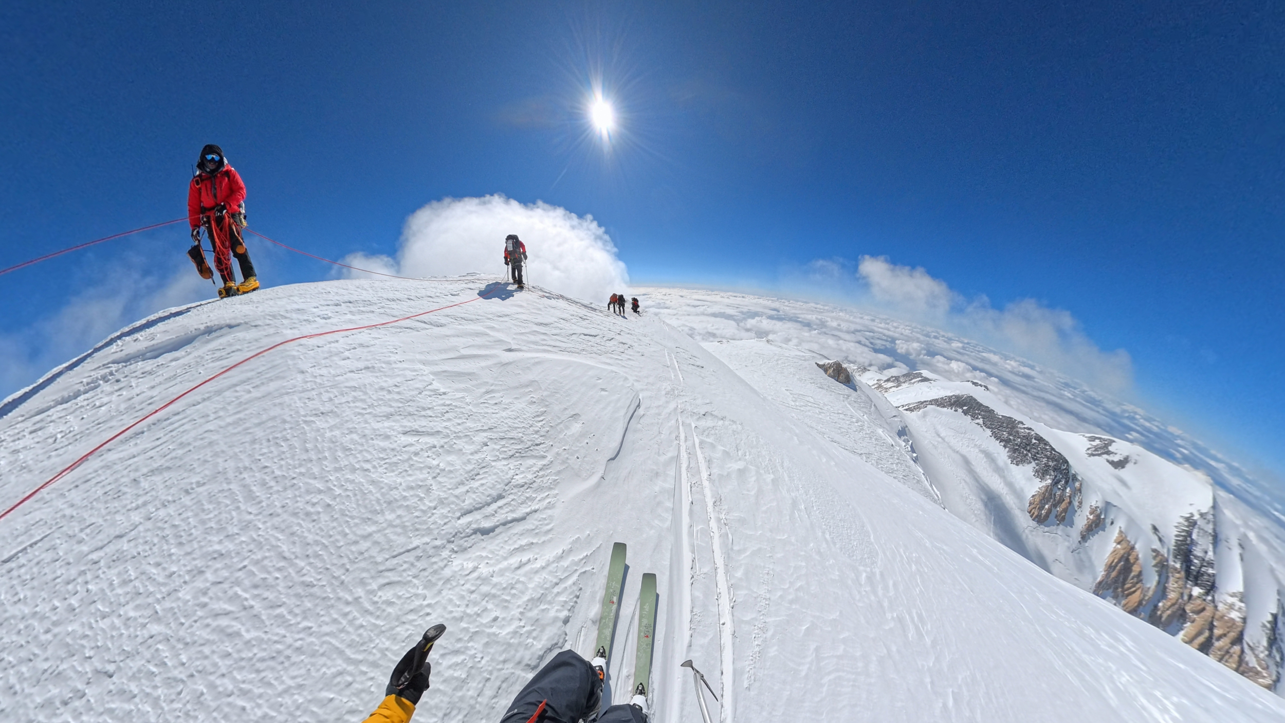Descending from the summit