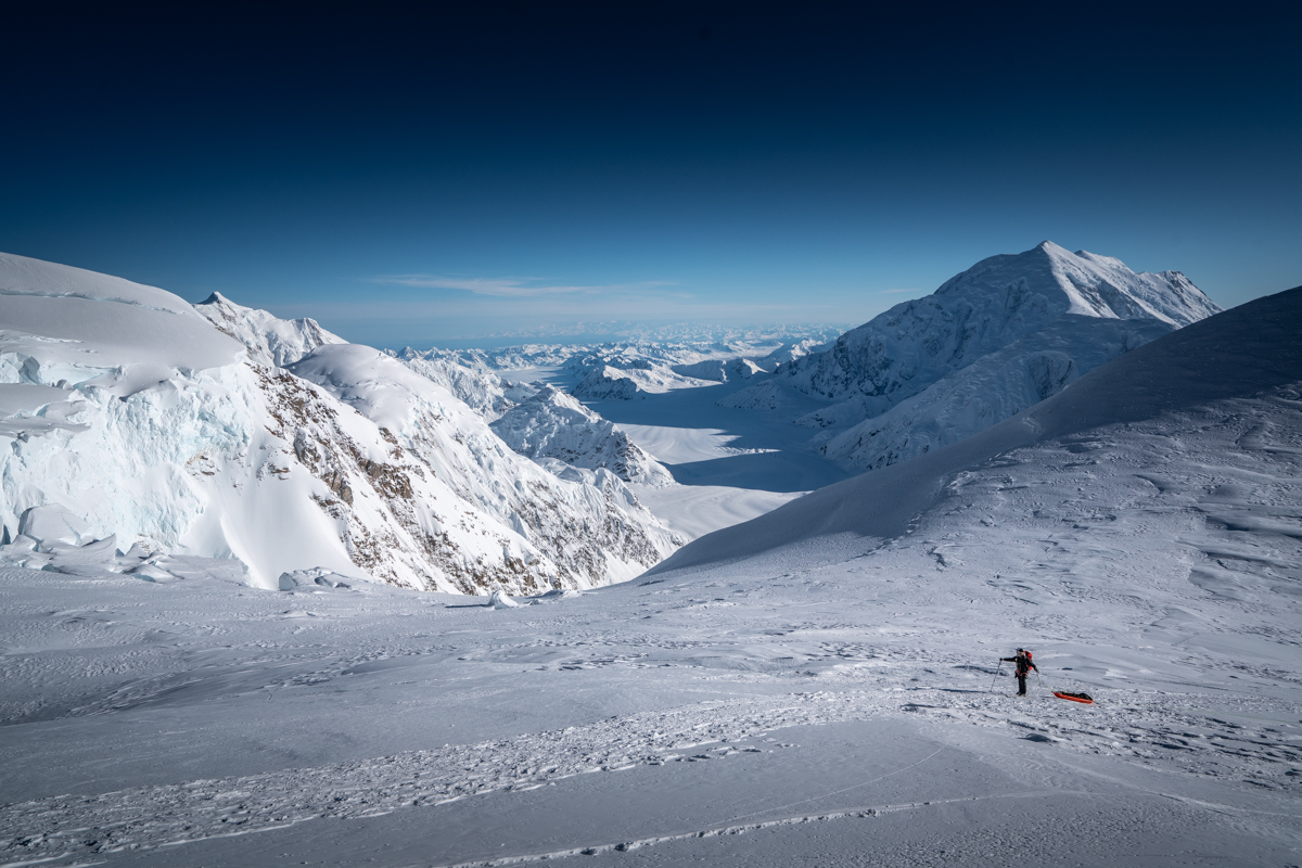 Great view down to Kahiltna Glacierand the Alaska Range