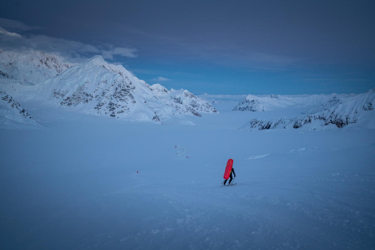 Skiing back down to Camp 1
