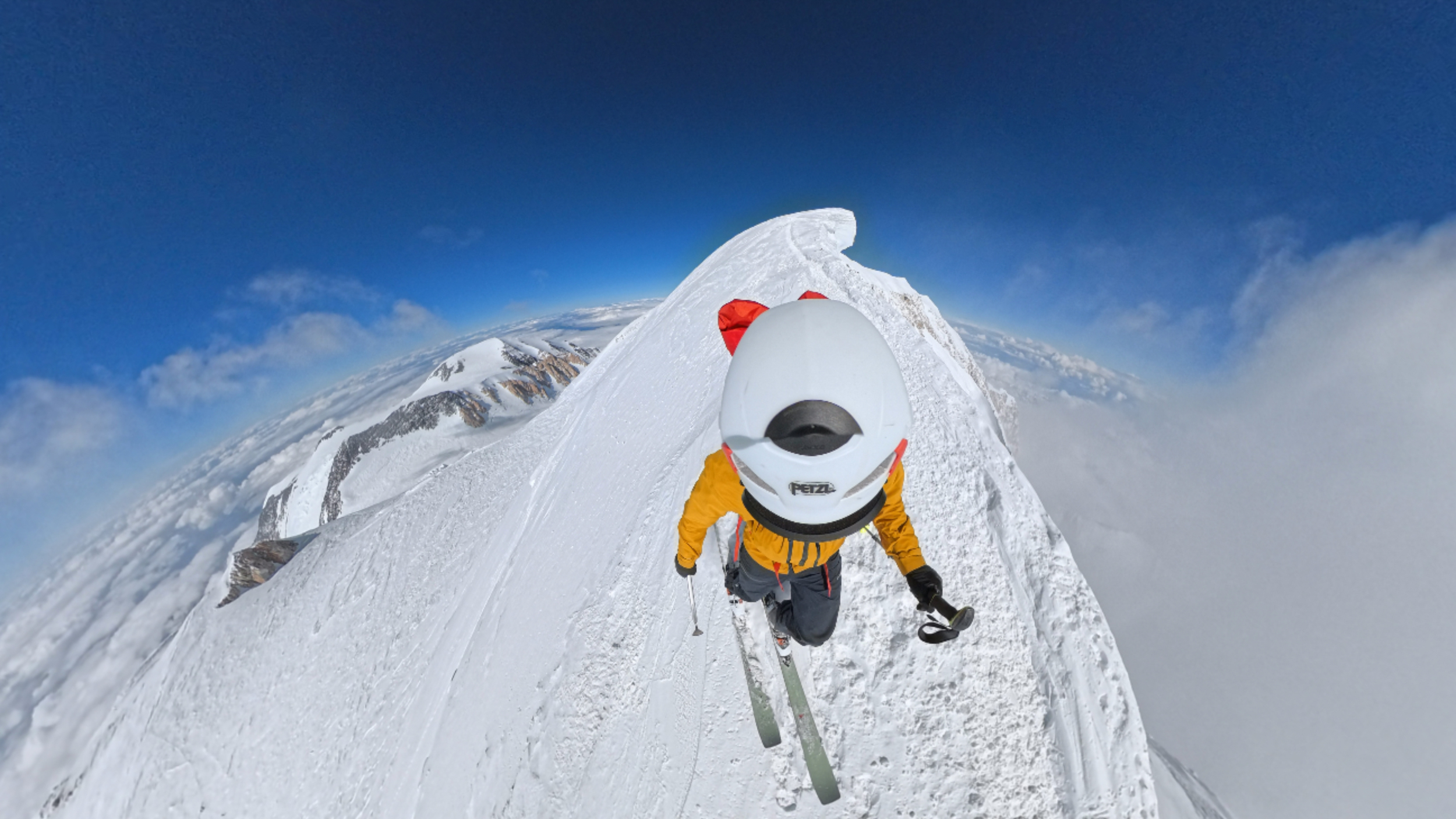 Skiing the summit ridge